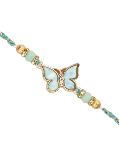 Pista Green Butterfly Braided Single Rakhi