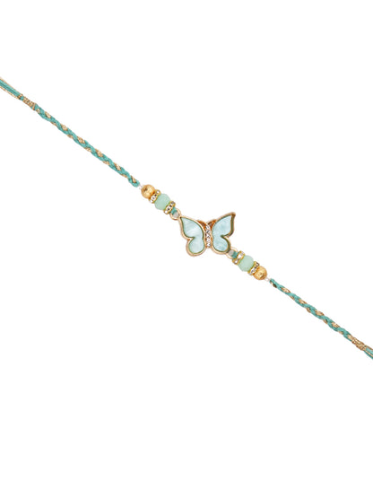 Pista Green Butterfly Braided Single Rakhi