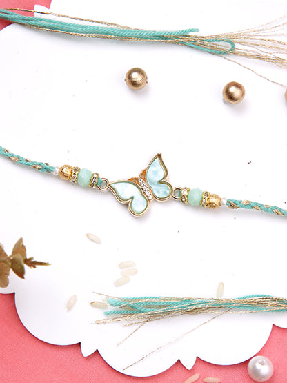 Pista Green Butterfly Braided Single Rakhi