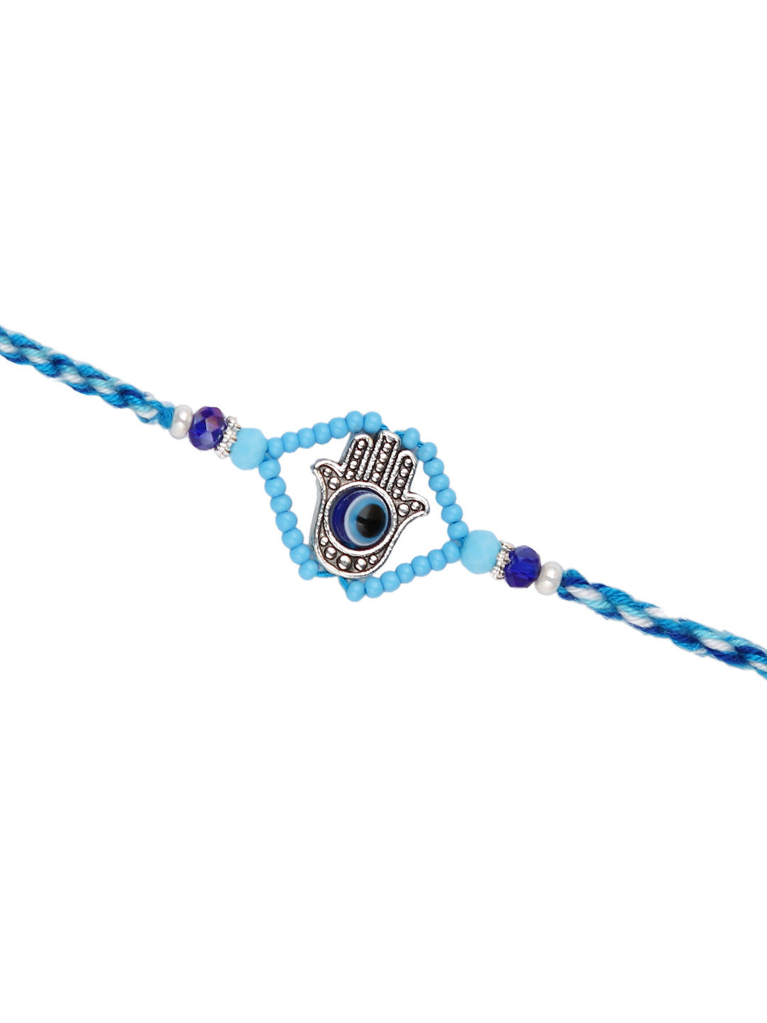 Blue Eye Evil Eye Hamsa Beaded Single Rakhi