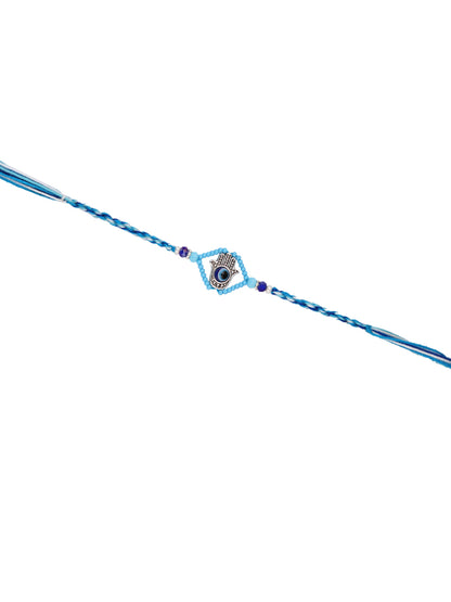Blue Eye Evil Eye Hamsa Beaded Single Rakhi
