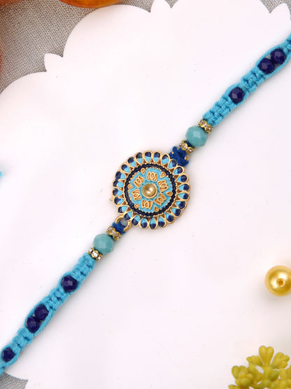 Beautiful Floral Enameled Bead Work Rakhi