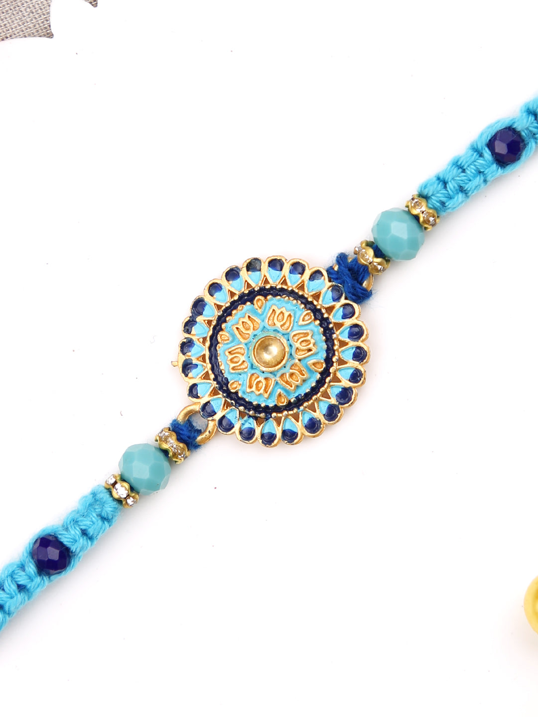 Beautiful Floral Enameled Bead Work Rakhi