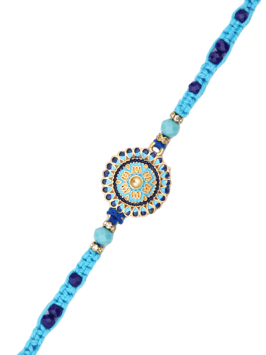 Beautiful Floral Enameled Bead Work Rakhi