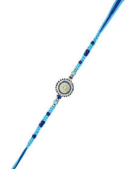 Beautiful Floral Enameled Bead Work Rakhi