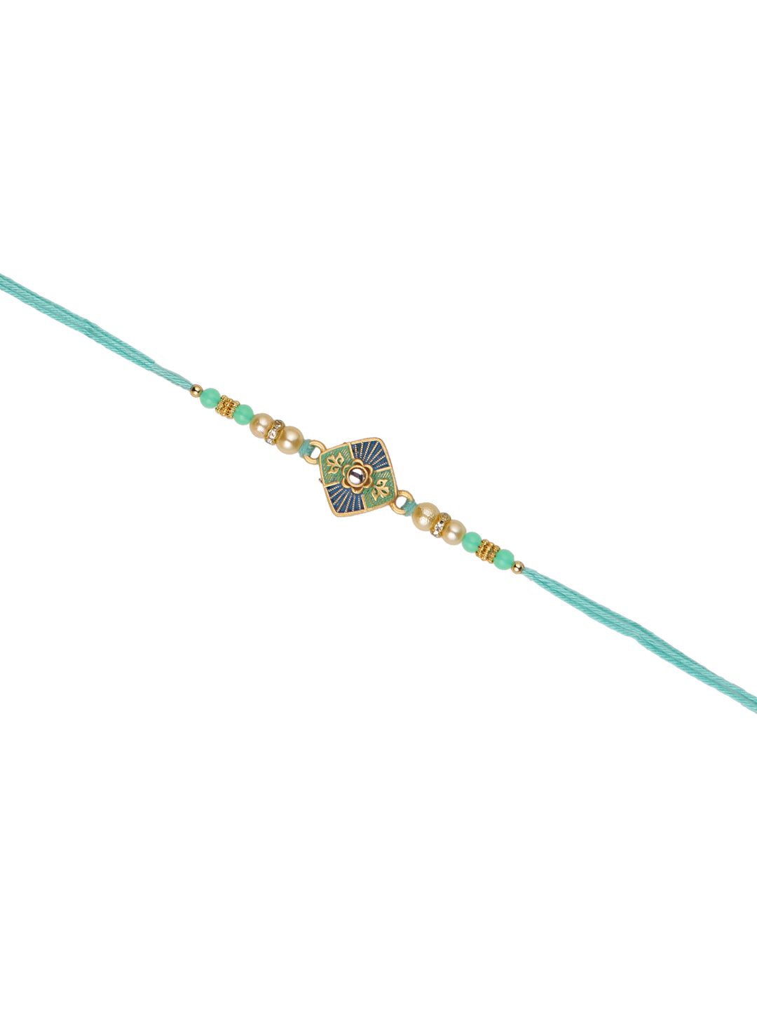 Blue & Green Enameled Single Rakhi