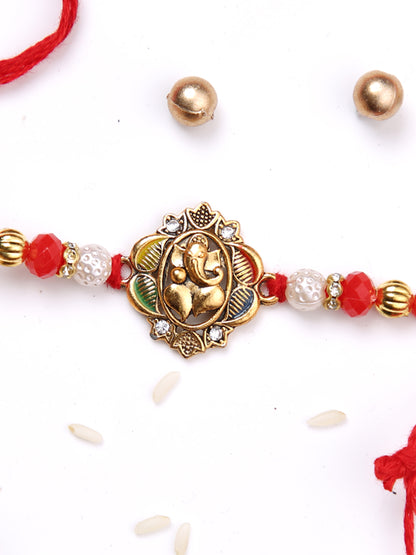 Divine Ganesha Gold & Rakhi Single Rakhi