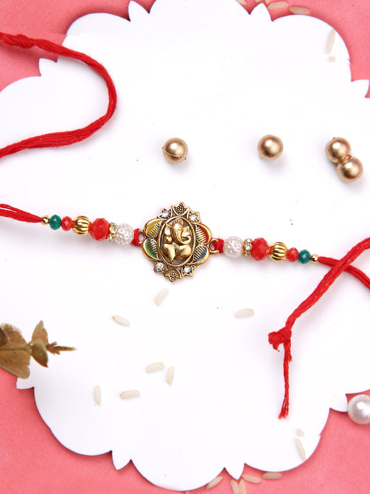 Divine Ganesha Gold & Rakhi Single Rakhi