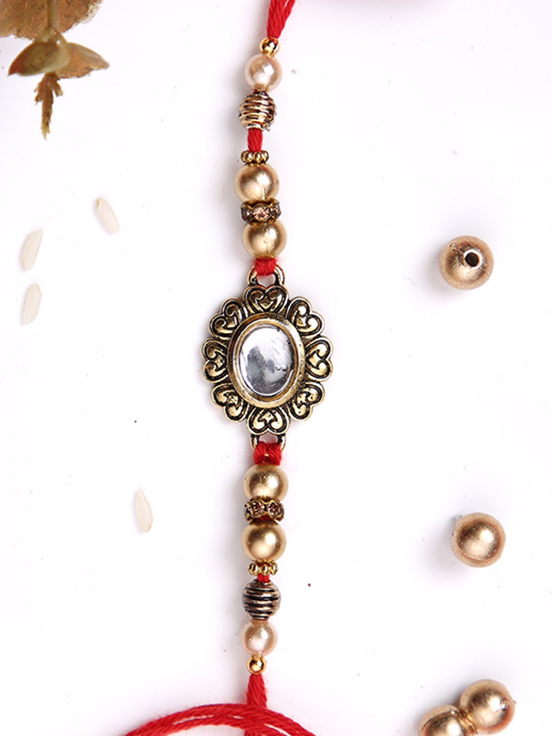 Kundan & Heart designed Single Rakhi
