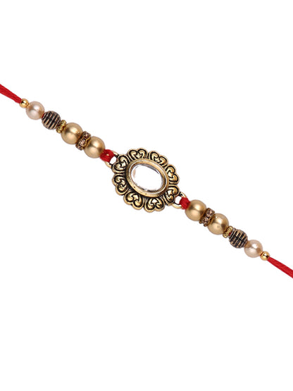 Kundan & Heart designed Single Rakhi