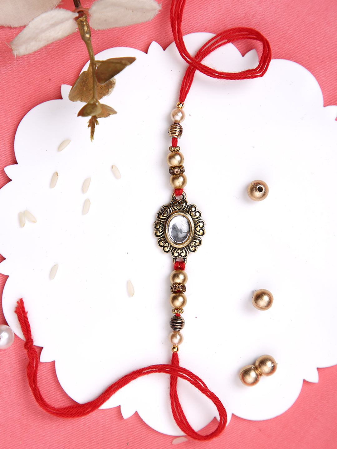 Kundan & Heart designed Single Rakhi
