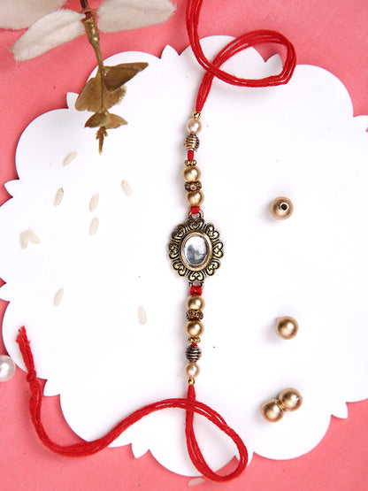 Kundan & Heart designed Single Rakhi