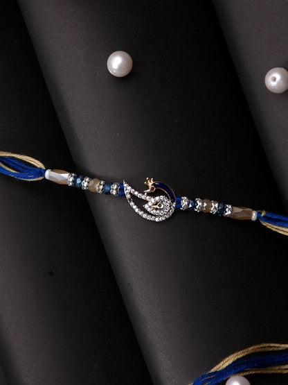 Stone Studded Peacock Multistand Rakhi
