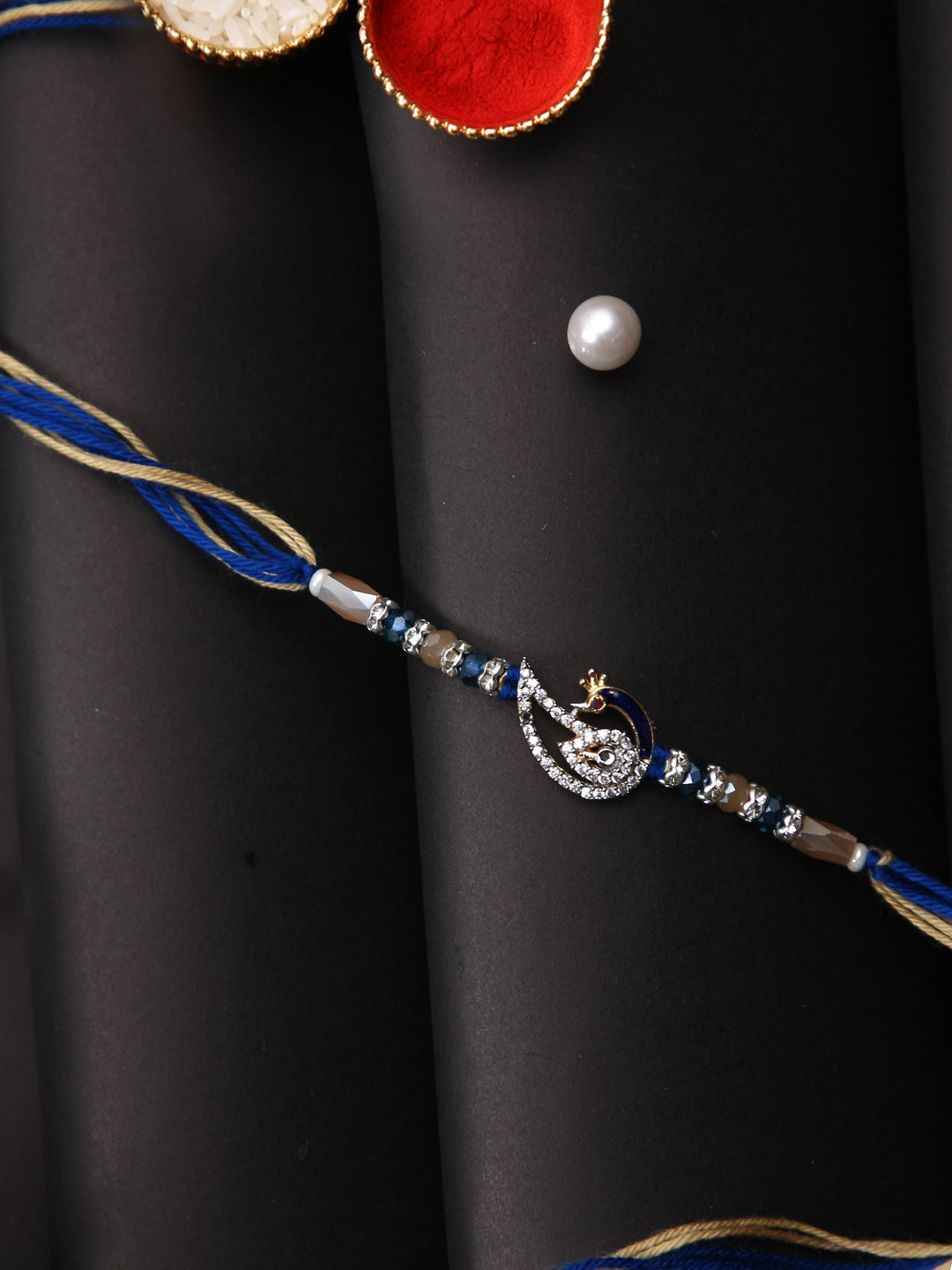 Stone Studded Peacock Multistand Rakhi