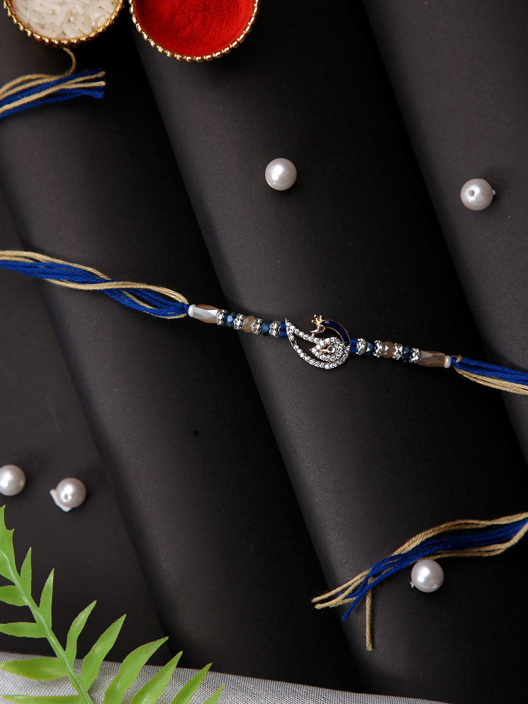 Stone Studded Peacock Multistand Rakhi