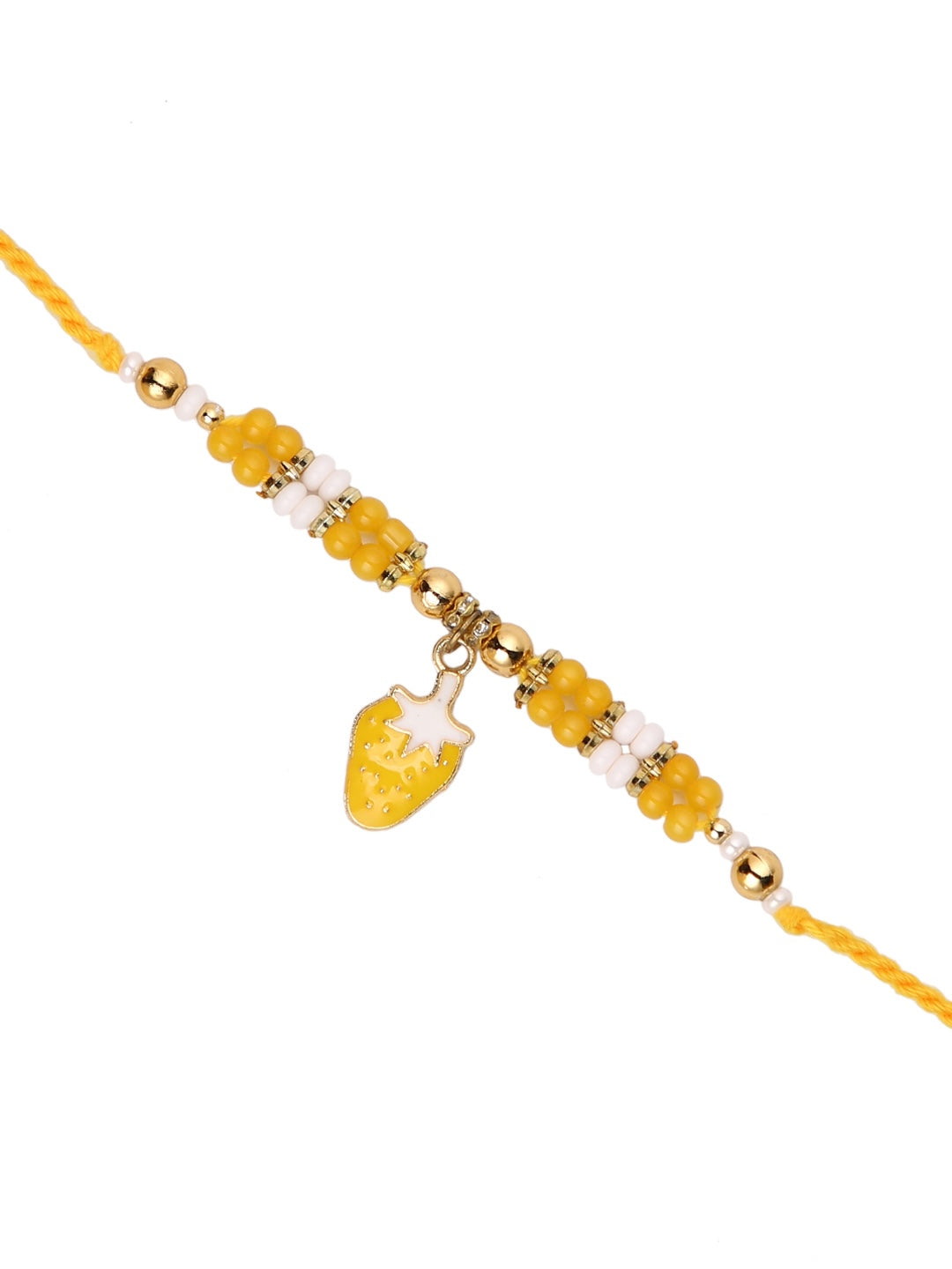 Yellow Strawberry Beaded Single Rakhi