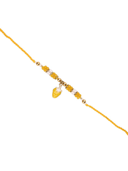 Yellow Strawberry Beaded Single Rakhi