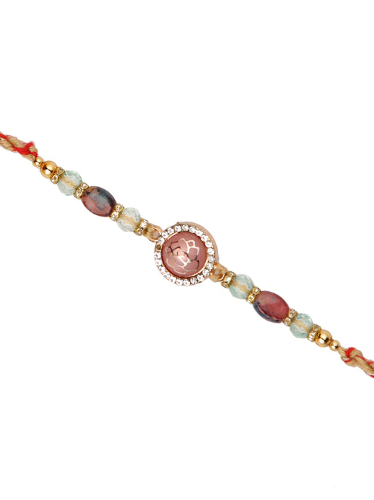 White AD Multicolor Beaded Single Rakhi