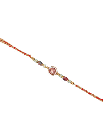 White AD Multicolor Beaded Single Rakhi