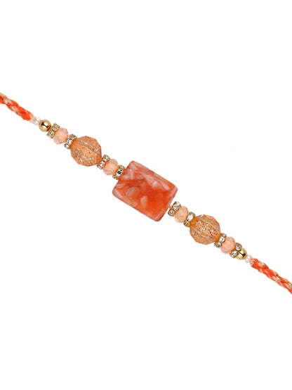 Orange Resin Beaded Multistrand Rakhi