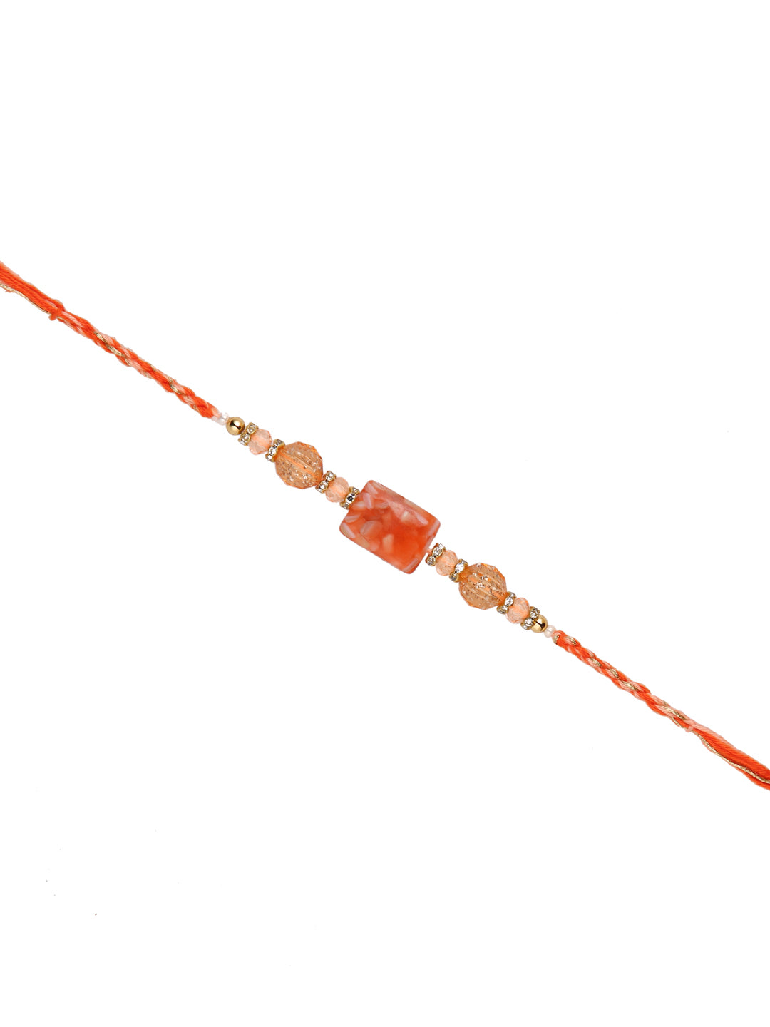 Orange Resin Beaded Multistrand Rakhi