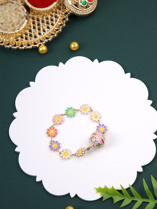 Multicolor Floral Bracelet Magnet Rakhi