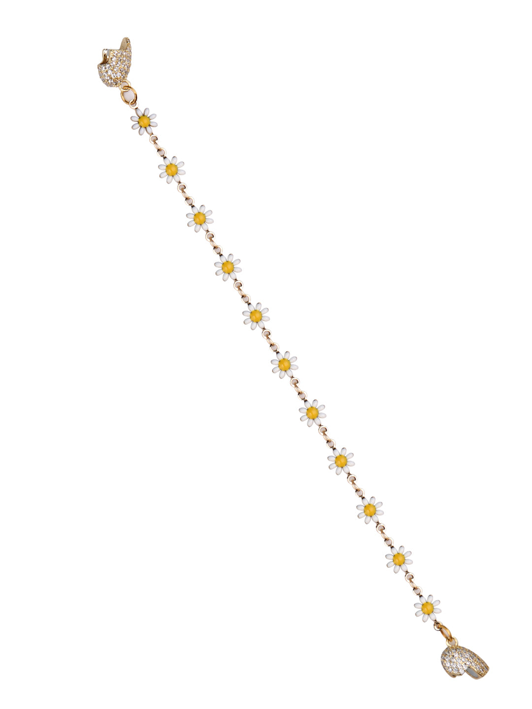 White Floral Heart Bracelet Magnet Rakhi