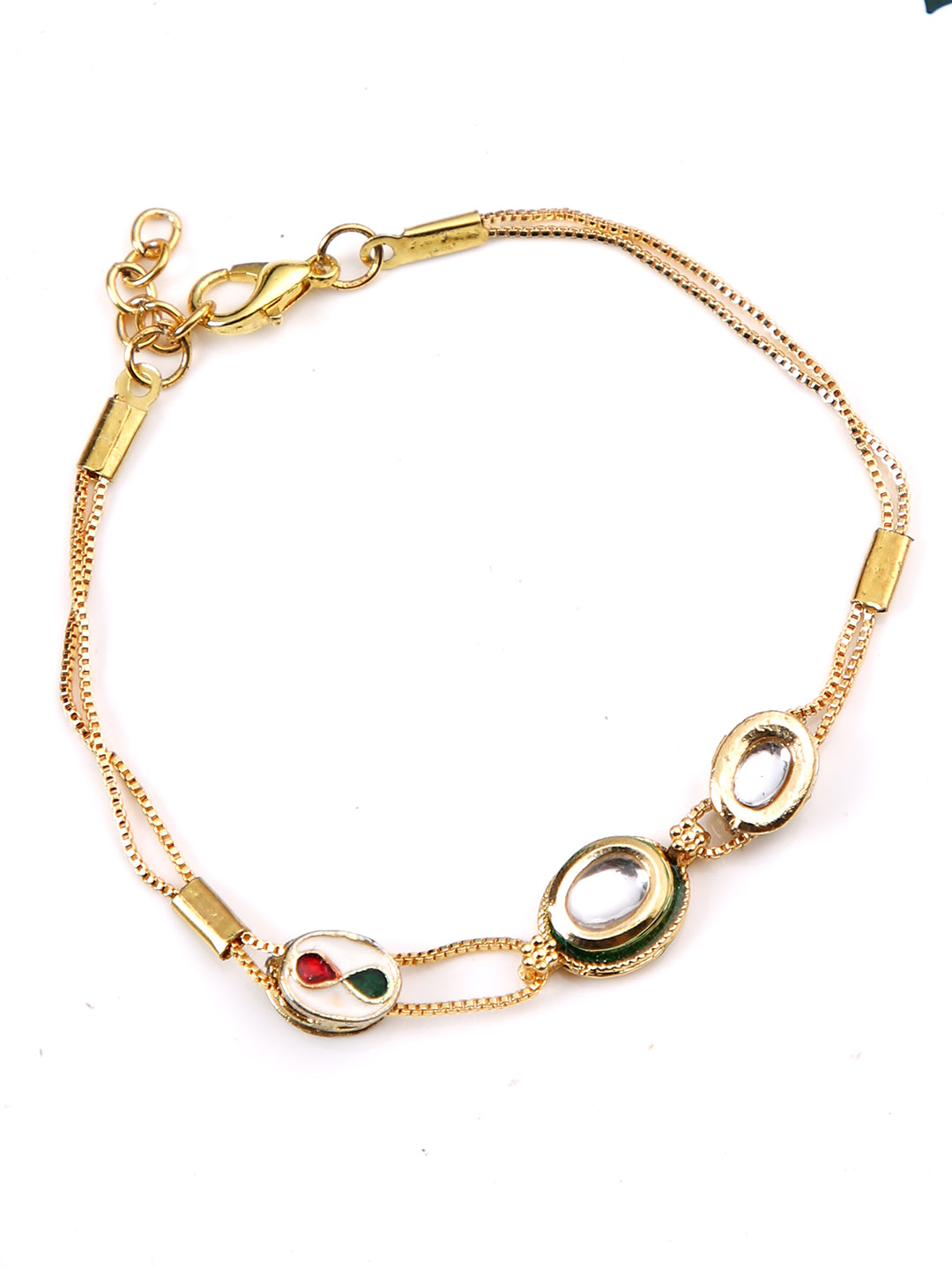 Simple Kundan Designed Bracelet Rakhi