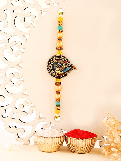 Peacock Feather Charm Rakhi