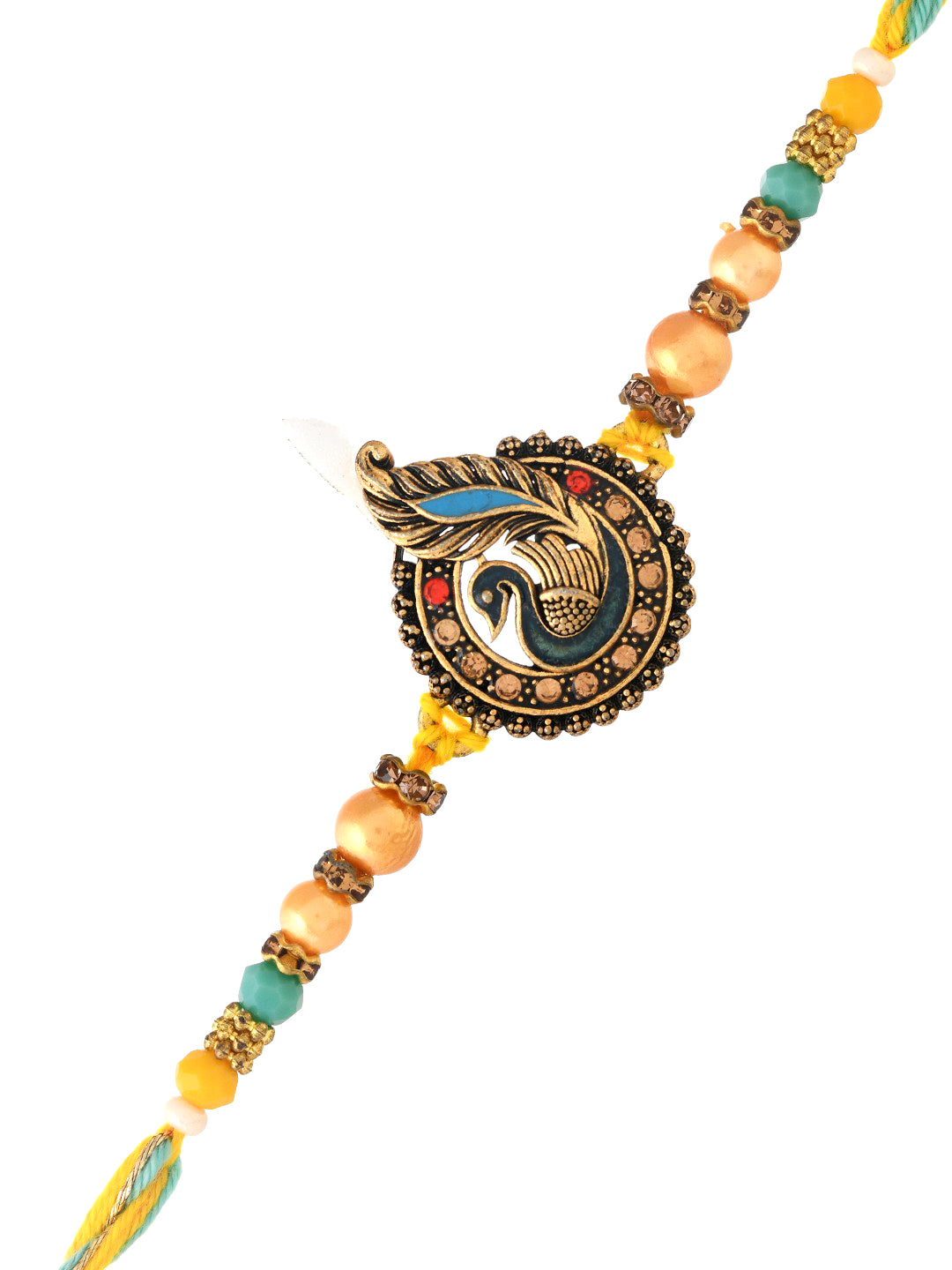 Peacock Feather Charm Rakhi