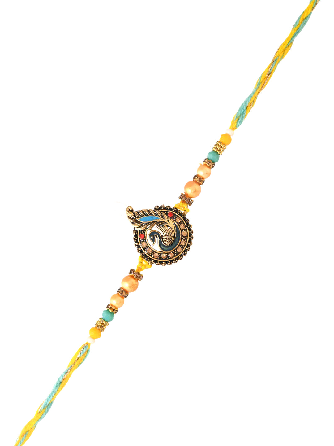 Peacock Feather Charm Rakhi