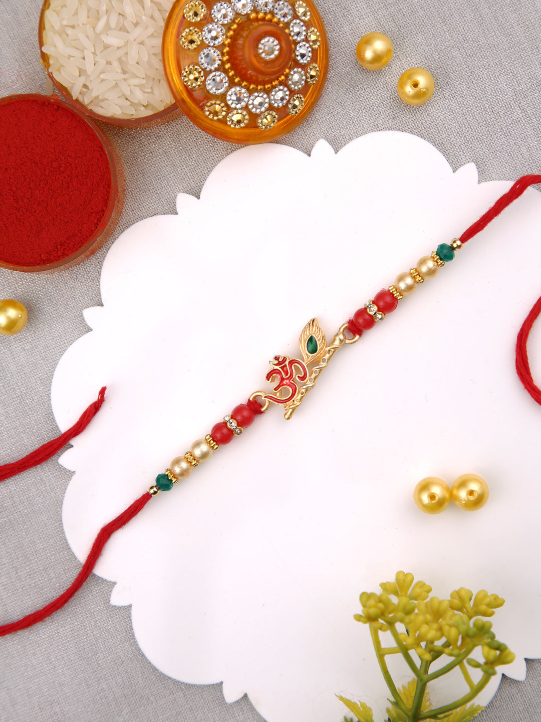 Divine Om Symbol with Beads Rakhi
