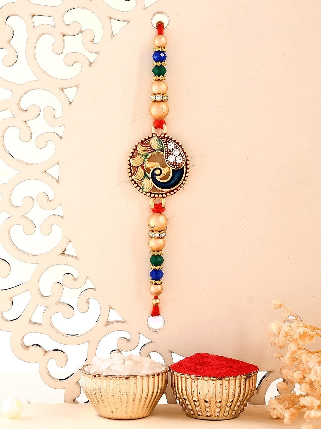 Beautiful Peacock Beaded Single Rakhi