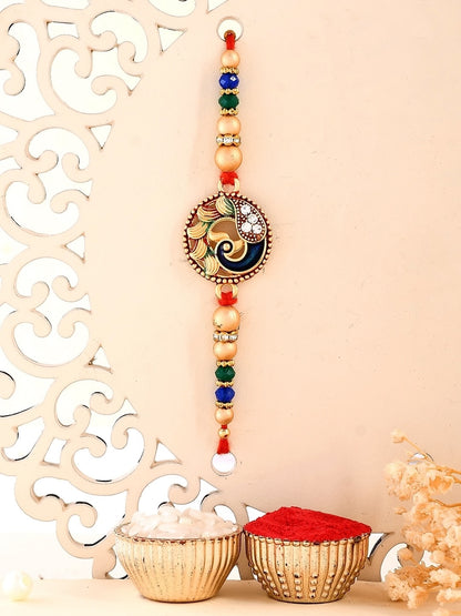 Beautiful Peacock Beaded Single Rakhi