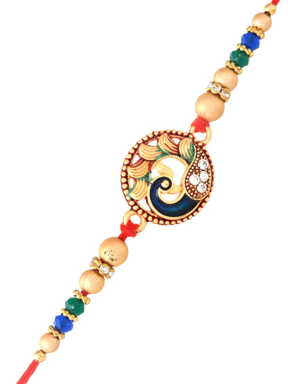 Beautiful Peacock Beaded Single Rakhi