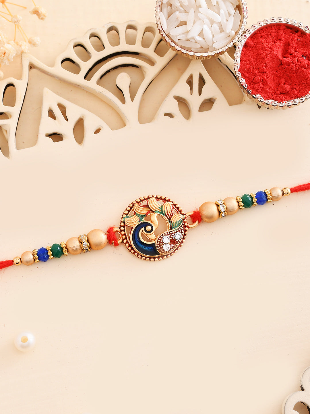 Beautiful Peacock Beaded Single Rakhi