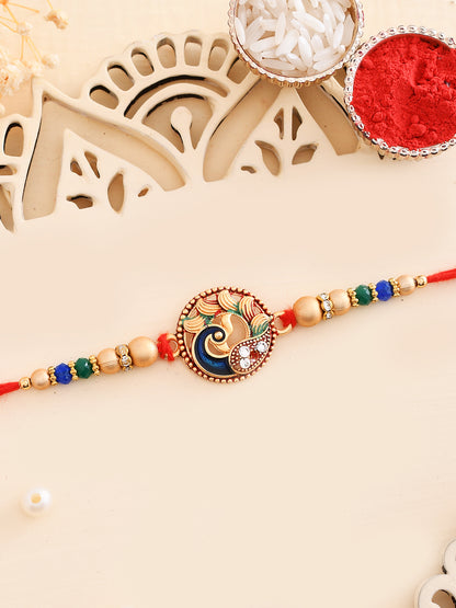 Beautiful Peacock Beaded Single Rakhi