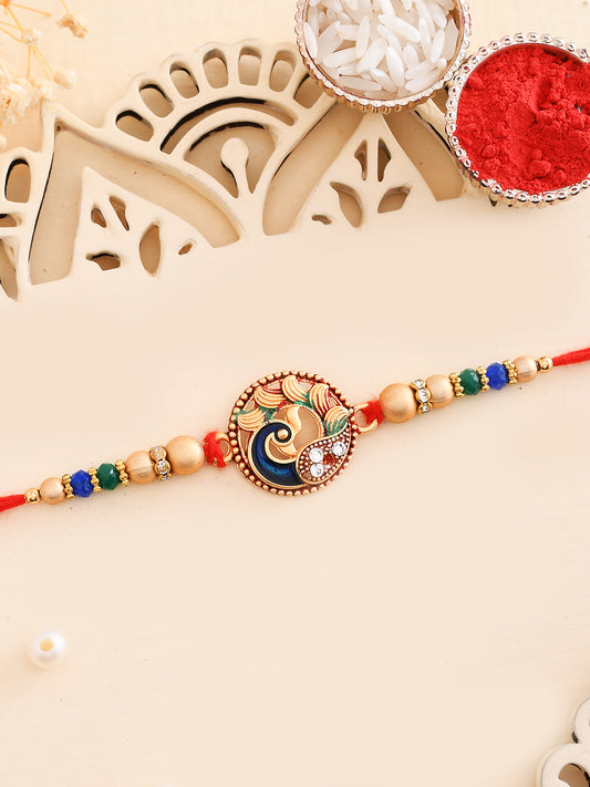 Beautiful Peacock Beaded Single Rakhi