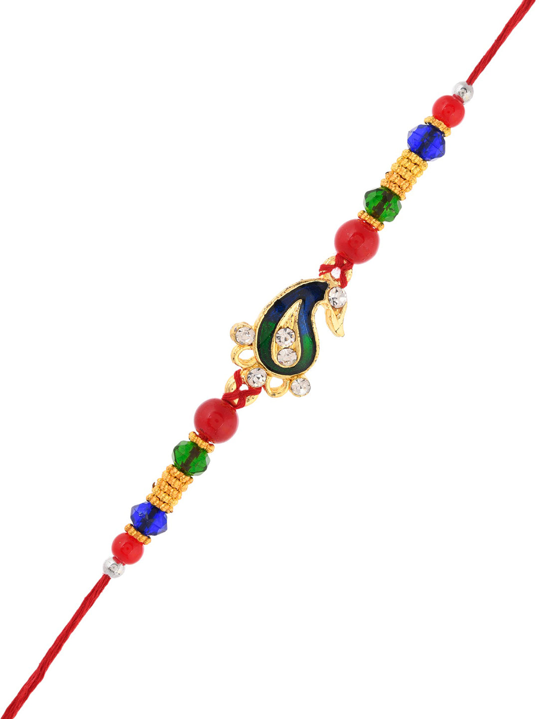 Multicolored Beads Mango Work Single Rakhi