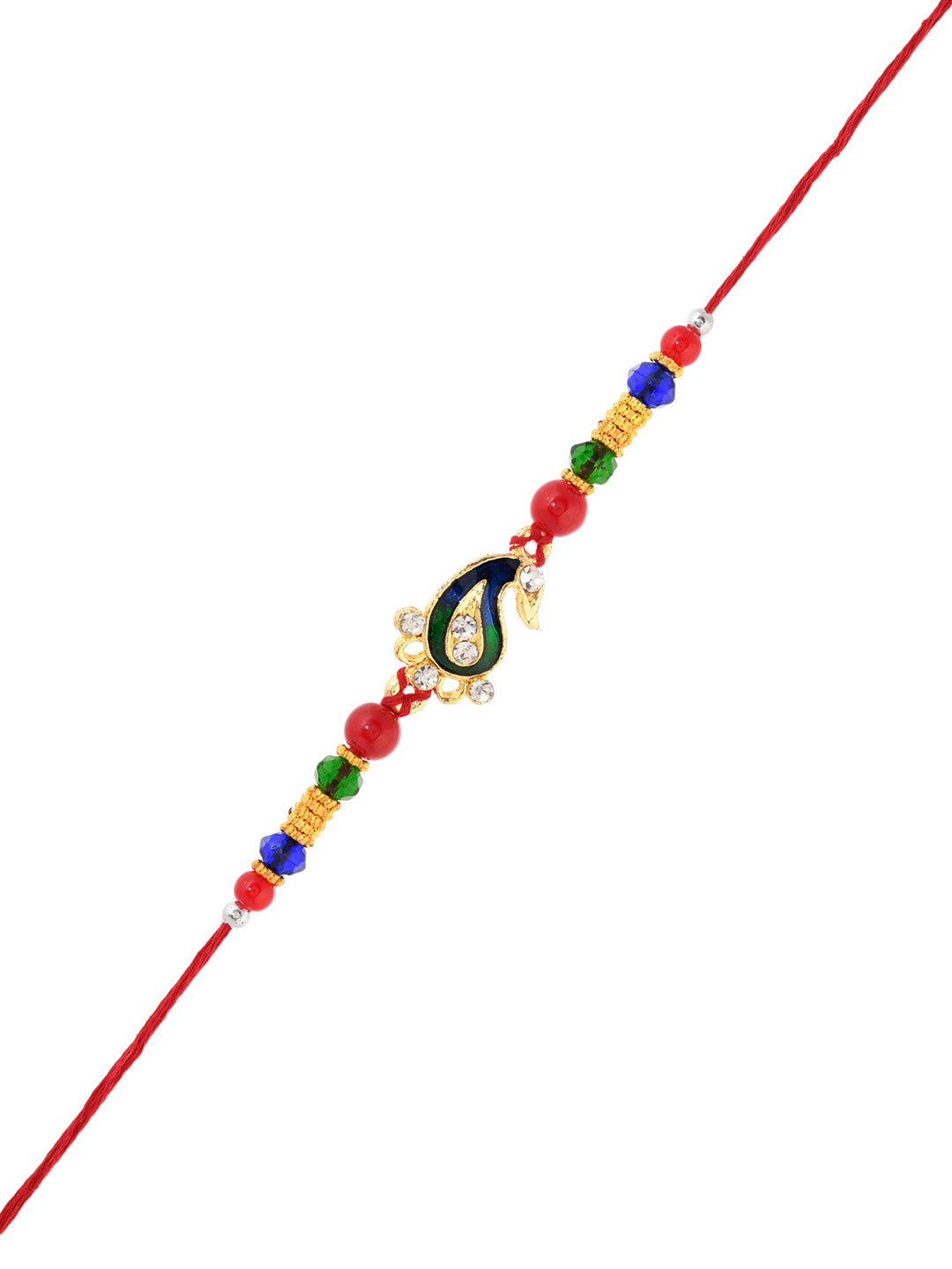 Multicolored Beads Mango Work Single Rakhi