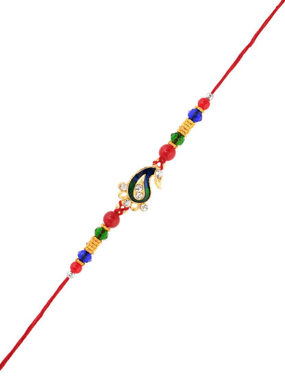 Multicolored Beads Mango Work Single Rakhi