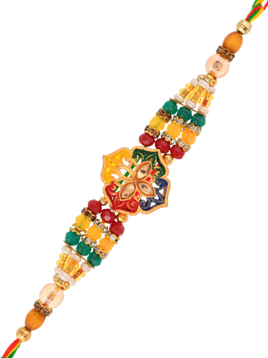 Multi Coloured Enameled & Engraved Artisan Rakhi