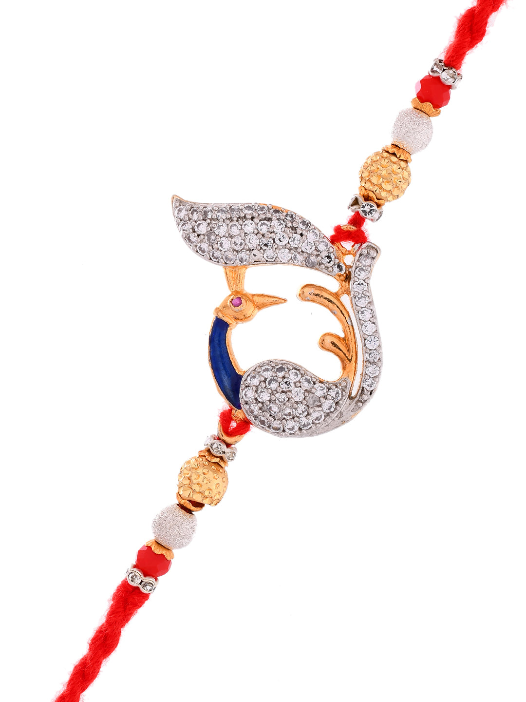 AD Stone studded Peacock Multistrand Rakhi