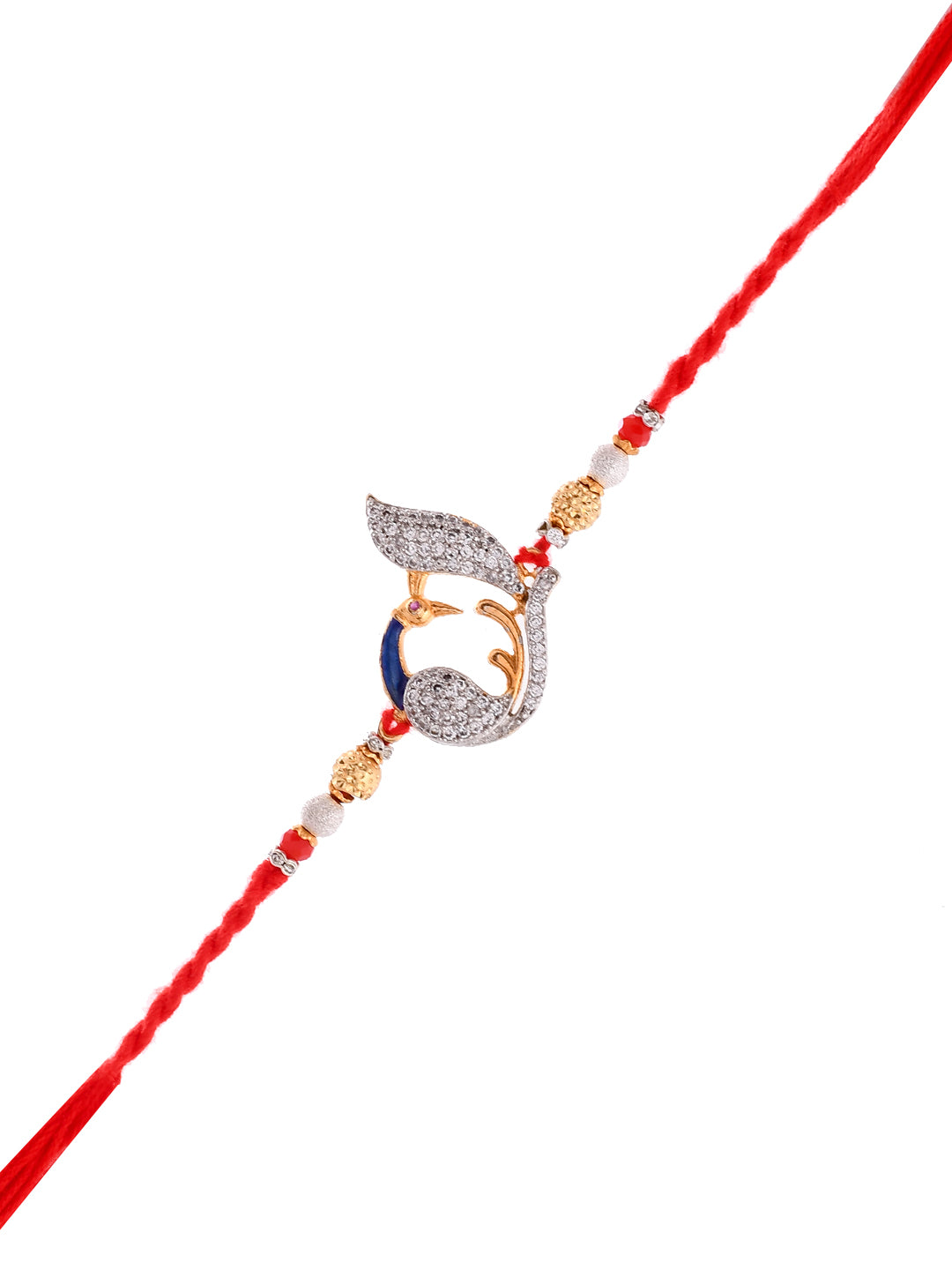 AD Stone studded Peacock Multistrand Rakhi