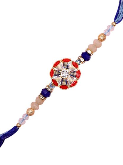 Handcrafted Rakhi with Crystal Star Center and Royal Threadwork