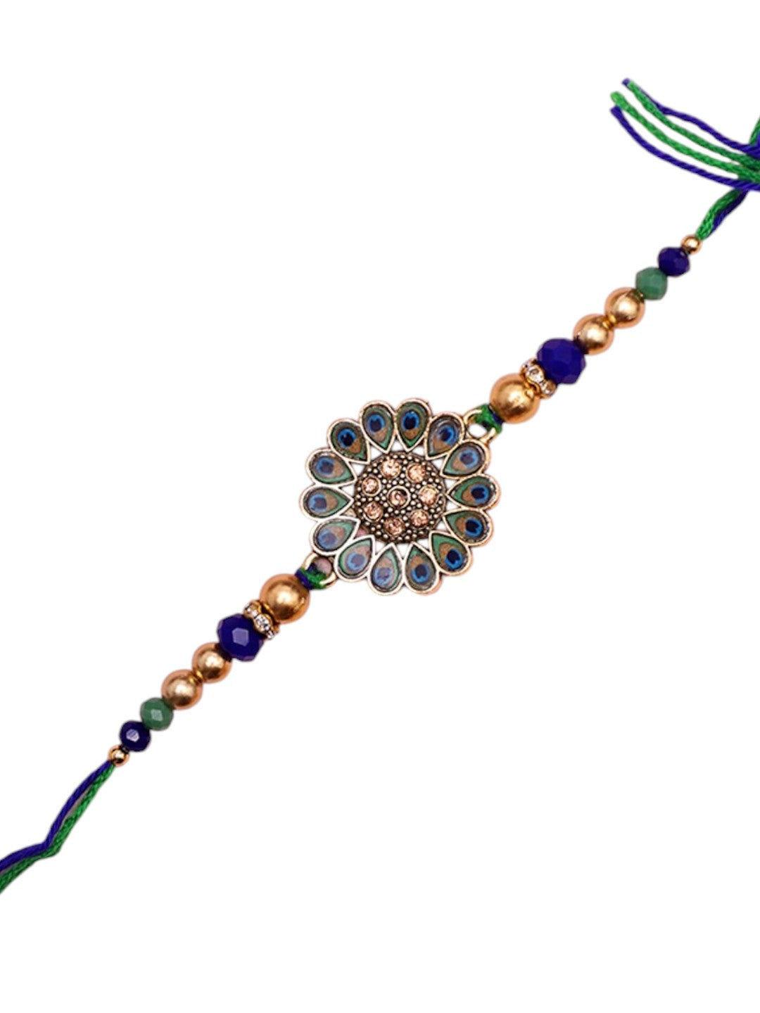 Regal Hand Made Rakhi with Peacock Inspired Meenakari Design