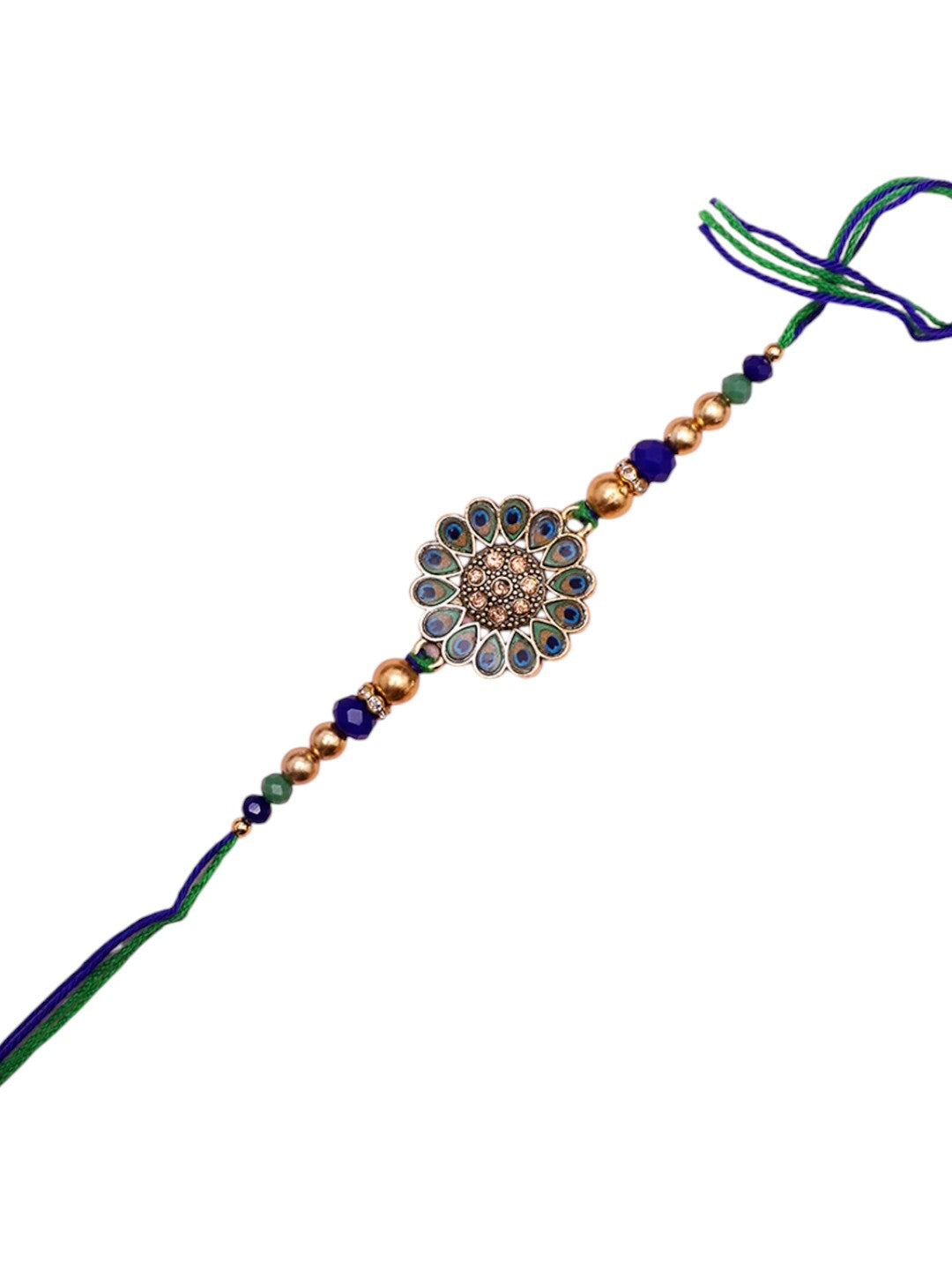 Regal Hand Made Rakhi with Peacock Inspired Meenakari Design