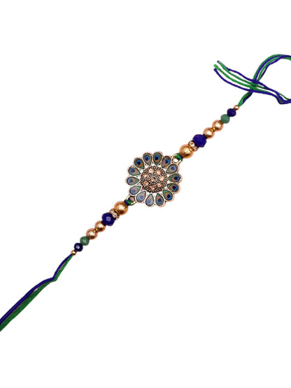 Regal Hand Made Rakhi with Peacock Inspired Meenakari Design
