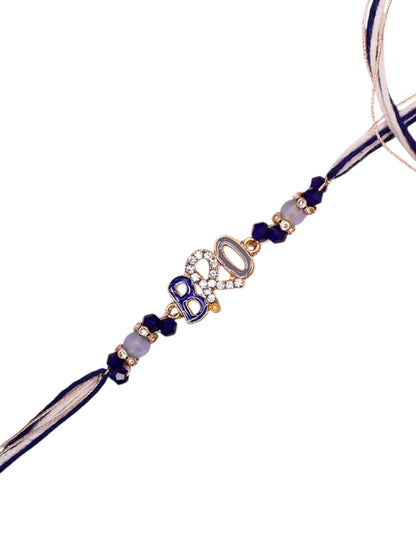 Designer Rakhi for Brother with Bold BRO Lettering and Stone Beads