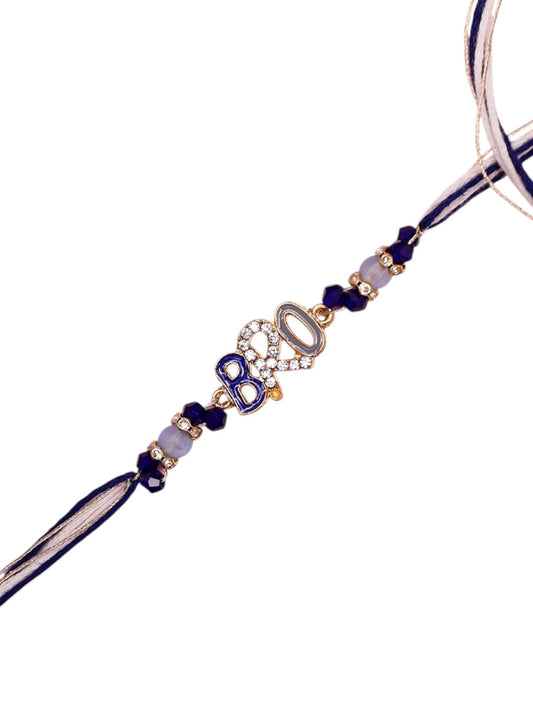 Designer Rakhi for Brother with Bold BRO Lettering and Stone Beads